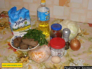 Зразы картофельные с капустой белокочанной